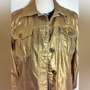 BURNISHED GOLD LINEN COTTON JACKET